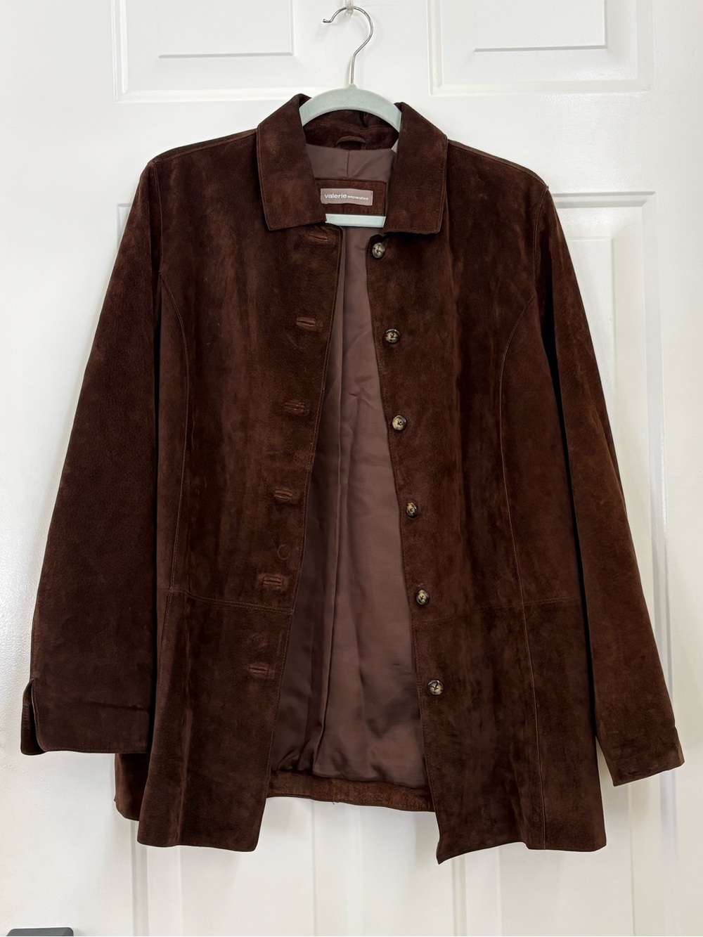 Valerie Stevens Separates Brown Suede Leather Jacket Button Up Women Large 90’s